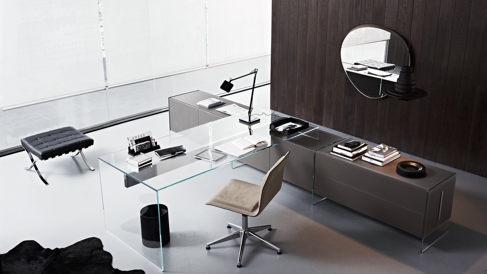 Design-työpöytä Air Desk, Gallotti & Radice, kirkas kristalli