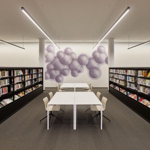 Office-versio Nuur-pöydästä kahdella kaapeliaukolla