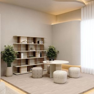 Lasiseinäisessä neuvotteluhuoneessa Codutti Ginza massiivipuuta