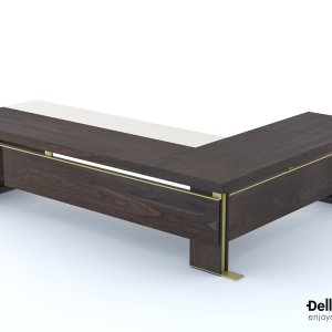 Della Roveren kirjahylly uurrelasilla ja LED-valolla
