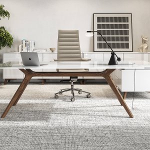 Design-työpöytä DR, Frezza, valkoiseksi lakattu massiivipuinen runko