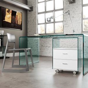 Työpöytä Rialto FIAM Italialta taivutettua lasia