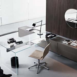 Design-työpöytä Air Desk, Gallotti & Radice, kirkas kristalli