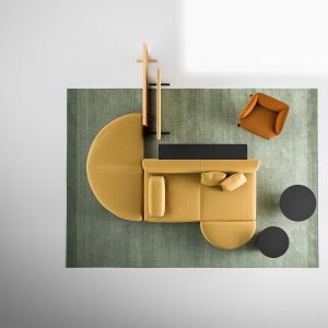 Puinen säleillä tehty Node+-sermi istuinryhmän takana avotilassa