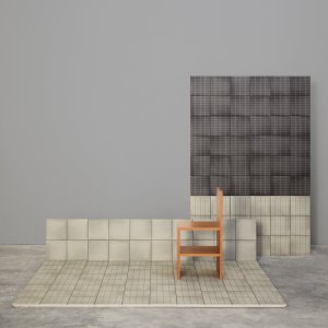 Aurore Charcoal ja Light Blue Grid L kontrastiladonnassa