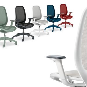se:air Sedus yönsininen sivulta 4D-käsinojilla ja samanvärisellä jalustalla
