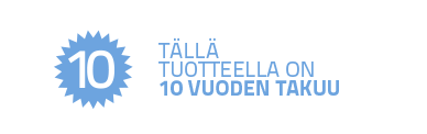 tällä tuotteella on 10 vuoden takuu